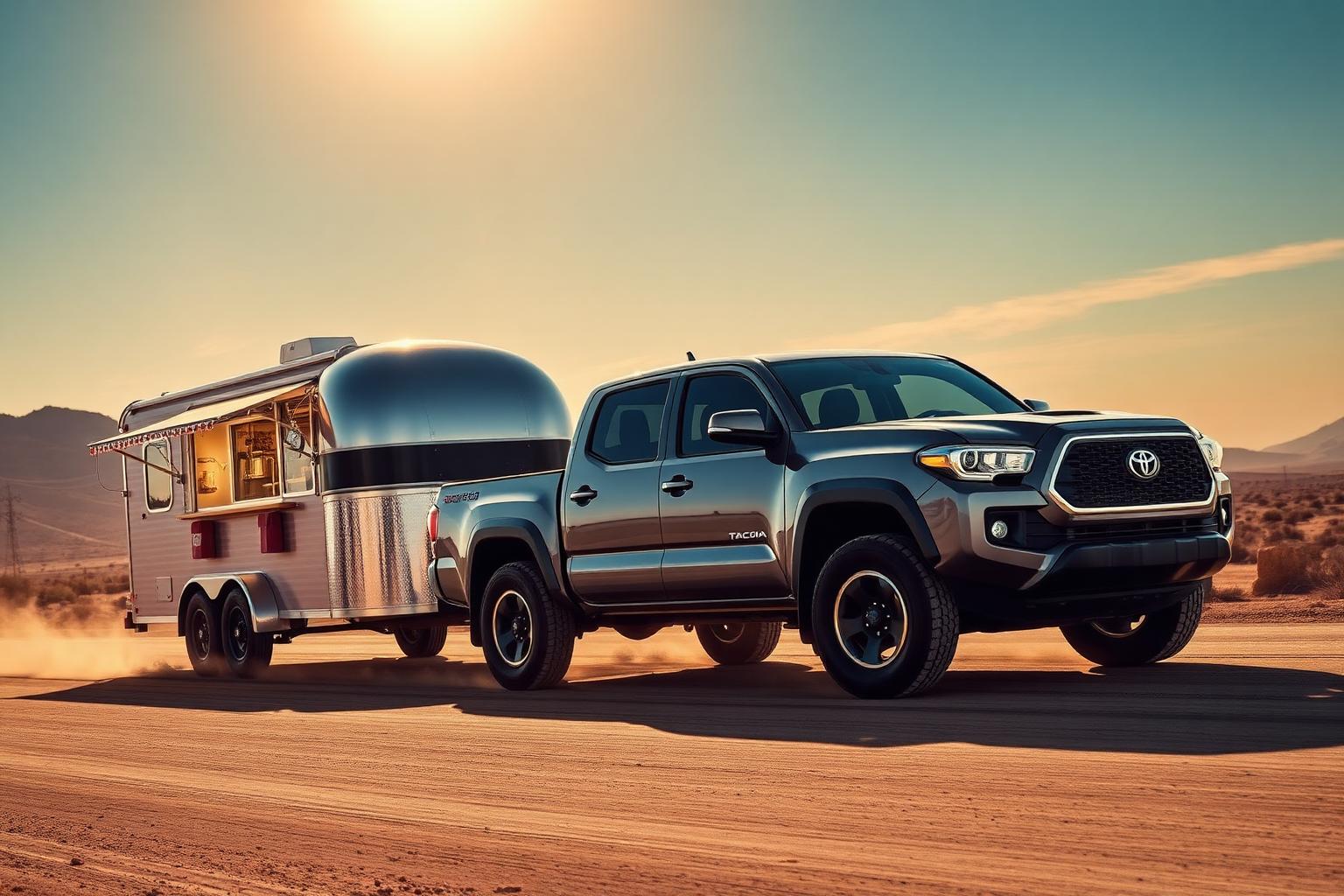 Toyota Tacoma 2026 jalando una traila de comida